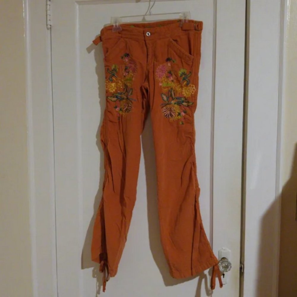 MISS ME Y2K Orange Embroidered Corduroy Pants size medium